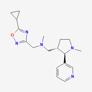 molecular formula C18H25N5O B6827057 N-[(5-cyclopropyl-1,2,4-oxadiazol-3-yl)methyl]-N-methyl-1-[(2R,3S)-1-methyl-2-pyridin-3-ylpyrrolidin-3-yl]methanamine 