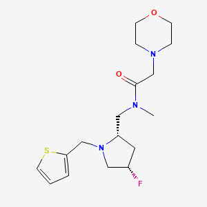 molecular formula C17H26FN3O2S B6827223 N-[[(2S,4S)-4-fluoro-1-(thiophen-2-ylmethyl)pyrrolidin-2-yl]methyl]-N-methyl-2-morpholin-4-ylacetamide 