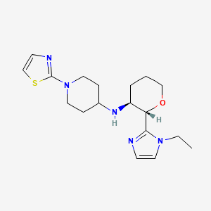 molecular formula C18H27N5OS B6827251 N-[(2S,3S)-2-(1-ethylimidazol-2-yl)oxan-3-yl]-1-(1,3-thiazol-2-yl)piperidin-4-amine 