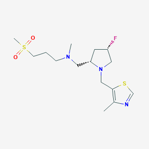 molecular formula C15H26FN3O2S2 B6827271 N-[[(2S,4S)-4-fluoro-1-[(4-methyl-1,3-thiazol-5-yl)methyl]pyrrolidin-2-yl]methyl]-N-methyl-3-methylsulfonylpropan-1-amine 