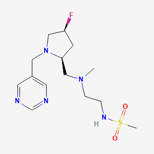 molecular formula C14H24FN5O2S B6827283 N-[2-[[(2S,4S)-4-fluoro-1-(pyrimidin-5-ylmethyl)pyrrolidin-2-yl]methyl-methylamino]ethyl]methanesulfonamide 