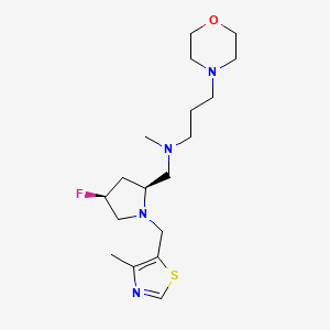 molecular formula C18H31FN4OS B6827306 N-[[(2S,4S)-4-fluoro-1-[(4-methyl-1,3-thiazol-5-yl)methyl]pyrrolidin-2-yl]methyl]-N-methyl-3-morpholin-4-ylpropan-1-amine 