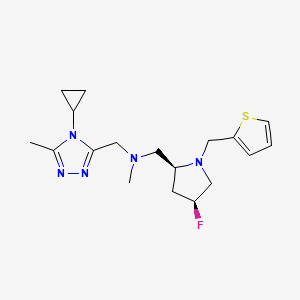 molecular formula C18H26FN5S B6827329 N-[(4-cyclopropyl-5-methyl-1,2,4-triazol-3-yl)methyl]-1-[(2S,4S)-4-fluoro-1-(thiophen-2-ylmethyl)pyrrolidin-2-yl]-N-methylmethanamine 