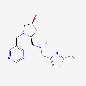 molecular formula C17H24FN5S B6827341 N-[(2-ethyl-1,3-thiazol-4-yl)methyl]-1-[(2S,4S)-4-fluoro-1-(pyrimidin-5-ylmethyl)pyrrolidin-2-yl]-N-methylmethanamine 