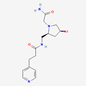 molecular formula C15H21FN4O2 B6827342 N-[[(2S,4S)-1-(2-amino-2-oxoethyl)-4-fluoropyrrolidin-2-yl]methyl]-3-pyridin-4-ylpropanamide 