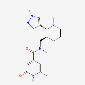 molecular formula C19H27N5O2 B6827387 N,2-dimethyl-N-[[(2R,3S)-1-methyl-2-(1-methylpyrazol-4-yl)piperidin-3-yl]methyl]-6-oxo-1H-pyridine-4-carboxamide 