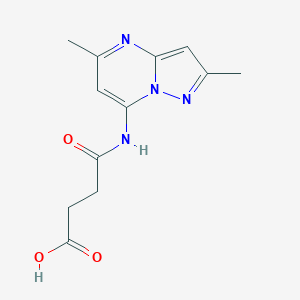 molecular formula C12H14N4O3 B068277 Butanoic acid, 4-((2,5-dimethylpyrazolo(1,5-a)pyrimidin-7-yl)amino)-4-oxo- CAS No. 171088-81-6