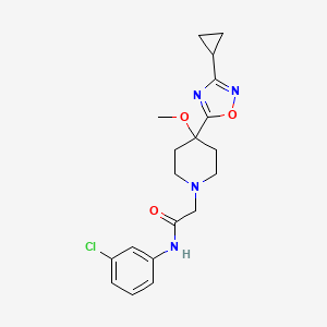 molecular formula C19H23ClN4O3 B6827728 N-(3-chlorophenyl)-2-[4-(3-cyclopropyl-1,2,4-oxadiazol-5-yl)-4-methoxypiperidin-1-yl]acetamide 