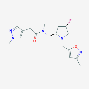 molecular formula C17H24FN5O2 B6828160 N-[[(2S,4S)-4-fluoro-1-[(3-methyl-1,2-oxazol-5-yl)methyl]pyrrolidin-2-yl]methyl]-N-methyl-2-(1-methylpyrazol-4-yl)acetamide 