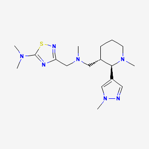 molecular formula C17H29N7S B6828207 N,N-dimethyl-3-[[methyl-[[(2R,3S)-1-methyl-2-(1-methylpyrazol-4-yl)piperidin-3-yl]methyl]amino]methyl]-1,2,4-thiadiazol-5-amine 