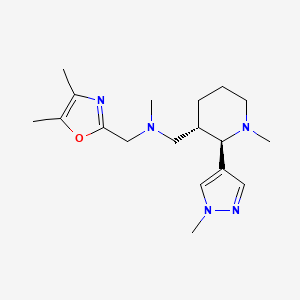 molecular formula C18H29N5O B6828222 N-[(4,5-dimethyl-1,3-oxazol-2-yl)methyl]-N-methyl-1-[(2R,3S)-1-methyl-2-(1-methylpyrazol-4-yl)piperidin-3-yl]methanamine 