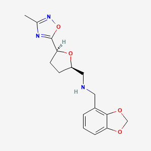 molecular formula C16H19N3O4 B6828248 N-(1,3-benzodioxol-4-ylmethyl)-1-[(2R,5S)-5-(3-methyl-1,2,4-oxadiazol-5-yl)oxolan-2-yl]methanamine 