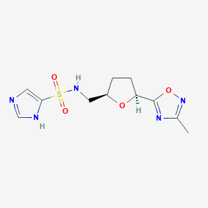 molecular formula C11H15N5O4S B6828261 N-[[(2R,5S)-5-(3-methyl-1,2,4-oxadiazol-5-yl)oxolan-2-yl]methyl]-1H-imidazole-5-sulfonamide 