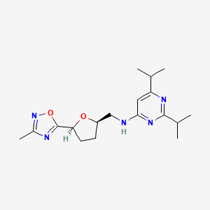molecular formula C18H27N5O2 B6828286 N-[[(2R,5S)-5-(3-methyl-1,2,4-oxadiazol-5-yl)oxolan-2-yl]methyl]-2,6-di(propan-2-yl)pyrimidin-4-amine 