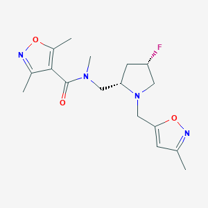 molecular formula C17H23FN4O3 B6828377 N-[[(2S,4S)-4-fluoro-1-[(3-methyl-1,2-oxazol-5-yl)methyl]pyrrolidin-2-yl]methyl]-N,3,5-trimethyl-1,2-oxazole-4-carboxamide 