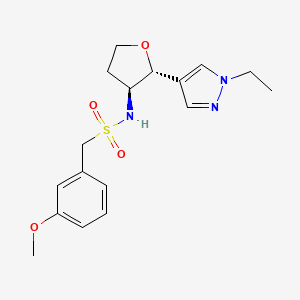 molecular formula C17H23N3O4S B6828396 N-[(2R,3S)-2-(1-ethylpyrazol-4-yl)oxolan-3-yl]-1-(3-methoxyphenyl)methanesulfonamide 