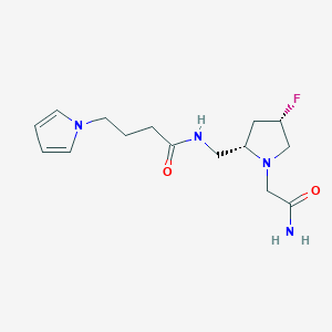 molecular formula C15H23FN4O2 B6828419 N-[[(2S,4S)-1-(2-amino-2-oxoethyl)-4-fluoropyrrolidin-2-yl]methyl]-4-pyrrol-1-ylbutanamide 