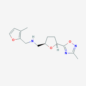 molecular formula C14H19N3O3 B6828428 N-[(3-methylfuran-2-yl)methyl]-1-[(2R,5S)-5-(3-methyl-1,2,4-oxadiazol-5-yl)oxolan-2-yl]methanamine 