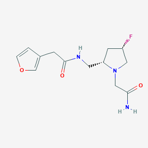 molecular formula C13H18FN3O3 B6828487 N-[[(2S,4S)-1-(2-amino-2-oxoethyl)-4-fluoropyrrolidin-2-yl]methyl]-2-(furan-3-yl)acetamide 