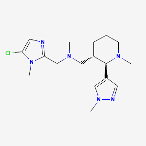 molecular formula C17H27ClN6 B6828520 N-[(5-chloro-1-methylimidazol-2-yl)methyl]-N-methyl-1-[(2R,3S)-1-methyl-2-(1-methylpyrazol-4-yl)piperidin-3-yl]methanamine 