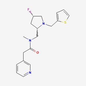 molecular formula C18H22FN3OS B6828541 N-[[(2S,4S)-4-fluoro-1-(thiophen-2-ylmethyl)pyrrolidin-2-yl]methyl]-N-methyl-2-pyridin-3-ylacetamide 