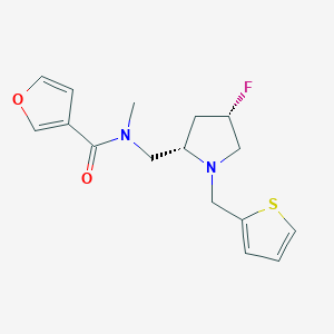 molecular formula C16H19FN2O2S B6828553 N-[[(2S,4S)-4-fluoro-1-(thiophen-2-ylmethyl)pyrrolidin-2-yl]methyl]-N-methylfuran-3-carboxamide 