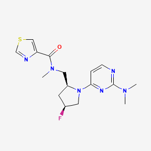 molecular formula C16H21FN6OS B6828577 N-[[(2S,4S)-1-[2-(dimethylamino)pyrimidin-4-yl]-4-fluoropyrrolidin-2-yl]methyl]-N-methyl-1,3-thiazole-4-carboxamide 
