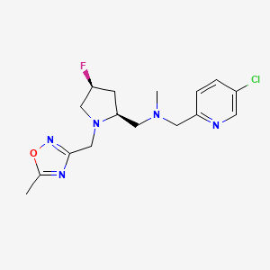 molecular formula C16H21ClFN5O B6828602 N-[(5-chloropyridin-2-yl)methyl]-1-[(2S,4S)-4-fluoro-1-[(5-methyl-1,2,4-oxadiazol-3-yl)methyl]pyrrolidin-2-yl]-N-methylmethanamine 