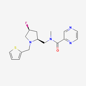 molecular formula C16H19FN4OS B6828635 N-[[(2S,4S)-4-fluoro-1-(thiophen-2-ylmethyl)pyrrolidin-2-yl]methyl]-N-methylpyrazine-2-carboxamide 
