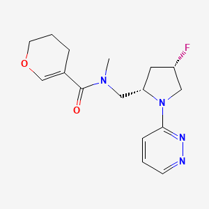 molecular formula C16H21FN4O2 B6828642 N-[[(2S,4S)-4-fluoro-1-pyridazin-3-ylpyrrolidin-2-yl]methyl]-N-methyl-3,4-dihydro-2H-pyran-5-carboxamide 