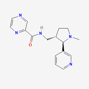 molecular formula C16H19N5O B6828726 N-[[(2R,3S)-1-methyl-2-pyridin-3-ylpyrrolidin-3-yl]methyl]pyrazine-2-carboxamide 