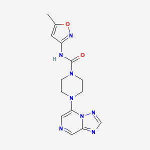molecular formula C14H16N8O2 B6828758 N-(5-methyl-1,2-oxazol-3-yl)-4-([1,2,4]triazolo[1,5-a]pyrazin-5-yl)piperazine-1-carboxamide 