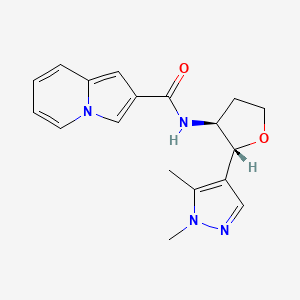molecular formula C18H20N4O2 B6828771 N-[(2R,3S)-2-(1,5-dimethylpyrazol-4-yl)oxolan-3-yl]indolizine-2-carboxamide 