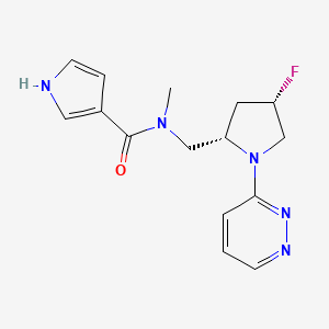 molecular formula C15H18FN5O B6828818 N-[[(2S,4S)-4-fluoro-1-pyridazin-3-ylpyrrolidin-2-yl]methyl]-N-methyl-1H-pyrrole-3-carboxamide 