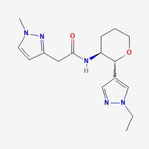 molecular formula C16H23N5O2 B6828843 N-[(2R,3S)-2-(1-ethylpyrazol-4-yl)oxan-3-yl]-2-(1-methylpyrazol-3-yl)acetamide 