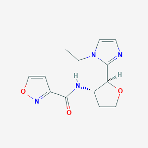 molecular formula C13H16N4O3 B6828850 N-[(2S,3S)-2-(1-ethylimidazol-2-yl)oxolan-3-yl]-1,2-oxazole-3-carboxamide 