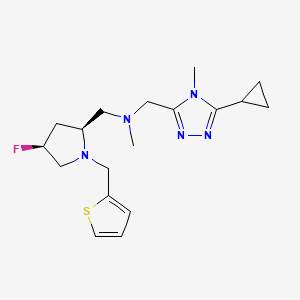 molecular formula C18H26FN5S B6828868 N-[(5-cyclopropyl-4-methyl-1,2,4-triazol-3-yl)methyl]-1-[(2S,4S)-4-fluoro-1-(thiophen-2-ylmethyl)pyrrolidin-2-yl]-N-methylmethanamine 