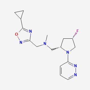 molecular formula C16H21FN6O B6828888 N-[(5-cyclopropyl-1,2,4-oxadiazol-3-yl)methyl]-1-[(2S,4S)-4-fluoro-1-pyridazin-3-ylpyrrolidin-2-yl]-N-methylmethanamine 