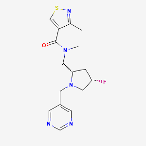 molecular formula C16H20FN5OS B6828925 N-[[(2S,4S)-4-fluoro-1-(pyrimidin-5-ylmethyl)pyrrolidin-2-yl]methyl]-N,3-dimethyl-1,2-thiazole-4-carboxamide 