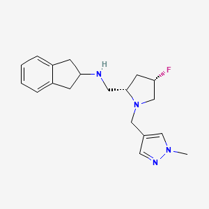molecular formula C19H25FN4 B6828942 N-[[(2S,4S)-4-fluoro-1-[(1-methylpyrazol-4-yl)methyl]pyrrolidin-2-yl]methyl]-2,3-dihydro-1H-inden-2-amine 