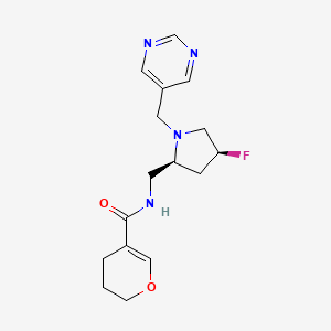 molecular formula C16H21FN4O2 B6828967 N-[[(2S,4S)-4-fluoro-1-(pyrimidin-5-ylmethyl)pyrrolidin-2-yl]methyl]-3,4-dihydro-2H-pyran-5-carboxamide 