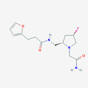 molecular formula C14H20FN3O3 B6828992 N-[[(2S,4S)-1-(2-amino-2-oxoethyl)-4-fluoropyrrolidin-2-yl]methyl]-3-(furan-2-yl)propanamide 