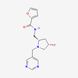 molecular formula C15H17FN4O2 B6828994 N-[[(2S,4S)-4-fluoro-1-(pyrimidin-5-ylmethyl)pyrrolidin-2-yl]methyl]furan-2-carboxamide 