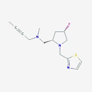 molecular formula C14H20FN3S B6829126 N-[[(2S,4S)-4-fluoro-1-(1,3-thiazol-2-ylmethyl)pyrrolidin-2-yl]methyl]-N-methylbut-2-yn-1-amine 