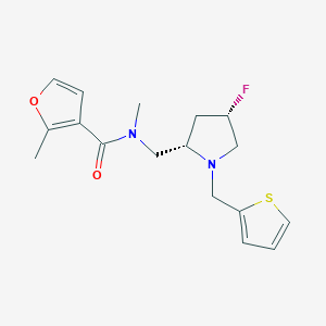 molecular formula C17H21FN2O2S B6829138 N-[[(2S,4S)-4-fluoro-1-(thiophen-2-ylmethyl)pyrrolidin-2-yl]methyl]-N,2-dimethylfuran-3-carboxamide 