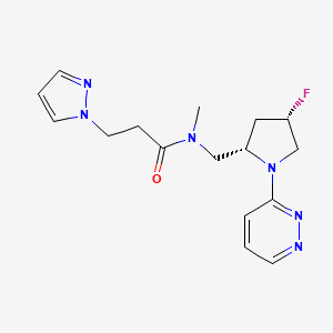 molecular formula C16H21FN6O B6829142 N-[[(2S,4S)-4-fluoro-1-pyridazin-3-ylpyrrolidin-2-yl]methyl]-N-methyl-3-pyrazol-1-ylpropanamide 