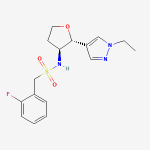 molecular formula C16H20FN3O3S B6829151 N-[(2R,3S)-2-(1-ethylpyrazol-4-yl)oxolan-3-yl]-1-(2-fluorophenyl)methanesulfonamide 
