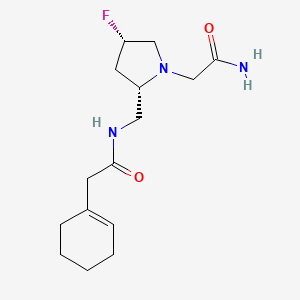 molecular formula C15H24FN3O2 B6829159 N-[[(2S,4S)-1-(2-amino-2-oxoethyl)-4-fluoropyrrolidin-2-yl]methyl]-2-(cyclohexen-1-yl)acetamide 