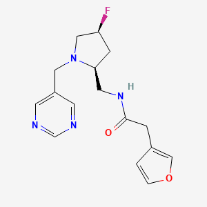 molecular formula C16H19FN4O2 B6829185 N-[[(2S,4S)-4-fluoro-1-(pyrimidin-5-ylmethyl)pyrrolidin-2-yl]methyl]-2-(furan-3-yl)acetamide 