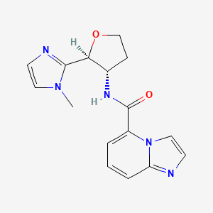 molecular formula C16H17N5O2 B6829288 N-[(2S,3S)-2-(1-methylimidazol-2-yl)oxolan-3-yl]imidazo[1,2-a]pyridine-5-carboxamide 